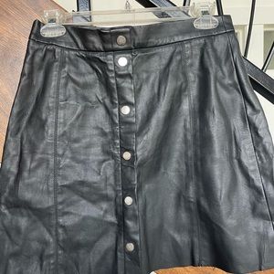 H&M Black Faux Leather High Waisted Skirt
